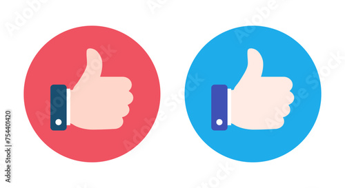Like, thumb up icon vector in flat style. Excellent concept