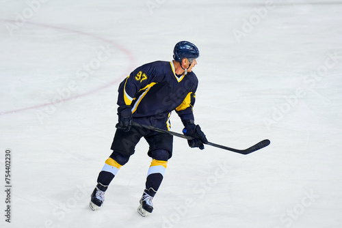 Photography Hockey players are actively fighting for the puck