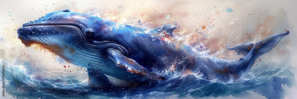 Whale watercolor painting Whale watercolor painting