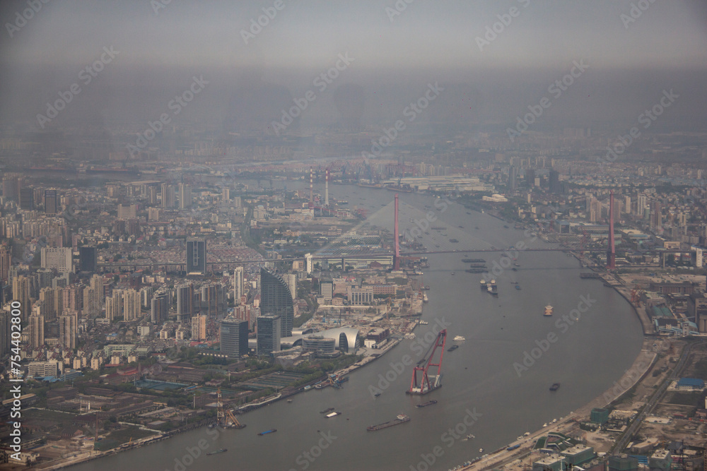 Huangpu river and city view of Shanghai, China