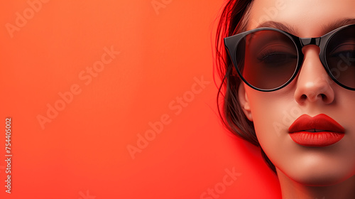 Woman wearing glasses fashion background