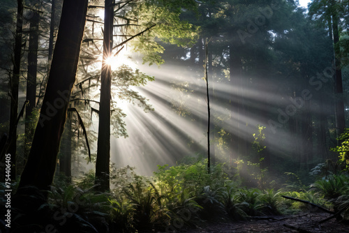 rays of light through the forest. © Shades3d