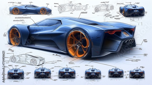 Concept Sports Car Design Blueprint