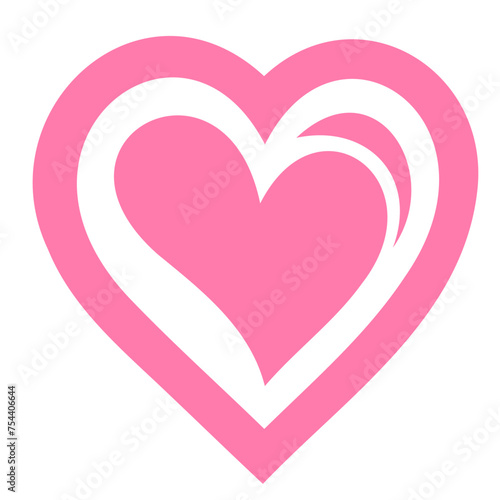 Pink heart icon on white background. Flat style. Vector illustration