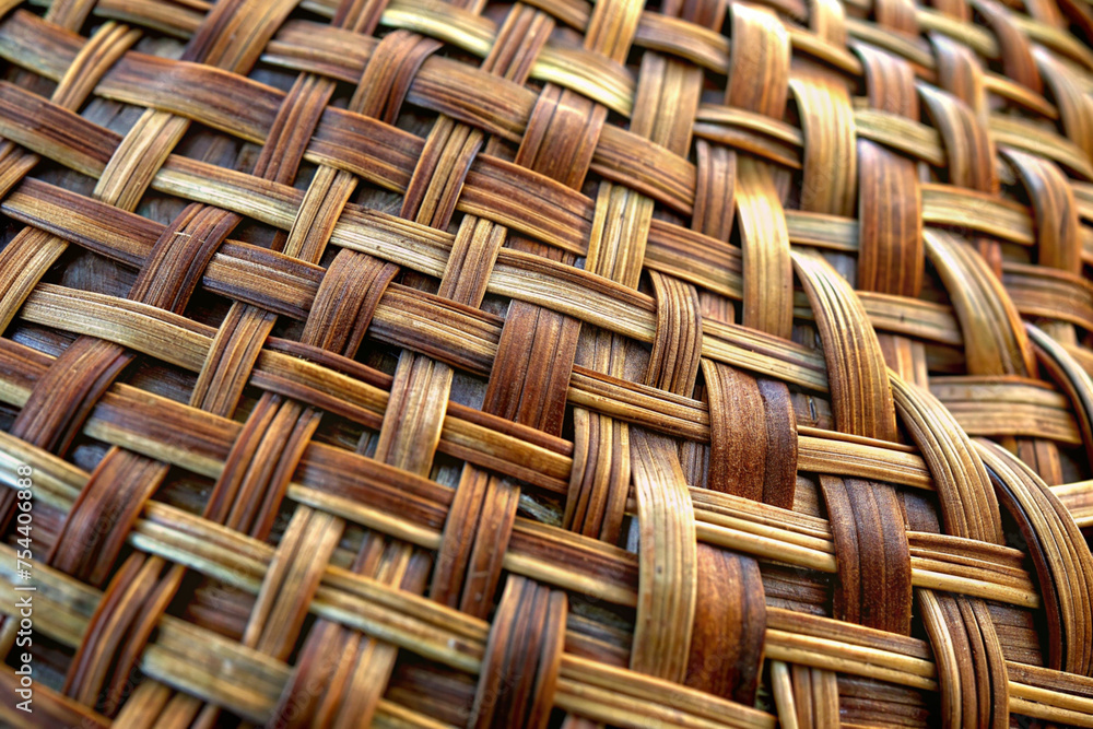 Obraz premium Woven Basket Texture with Intricate Weave Pattern 