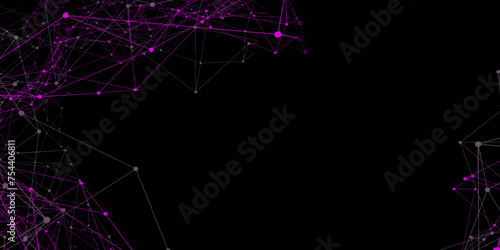 Abstract connecting dots and lines with geometric background. Geometric plexus structure cybernetic concept. Internet connection network high digital technology with connecting points and lines.