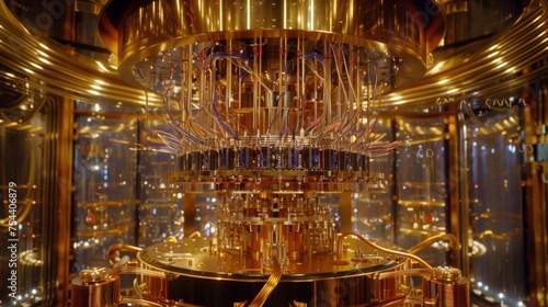 Quantum computer concept, qubit new generation innovative technology. Quantum computing 