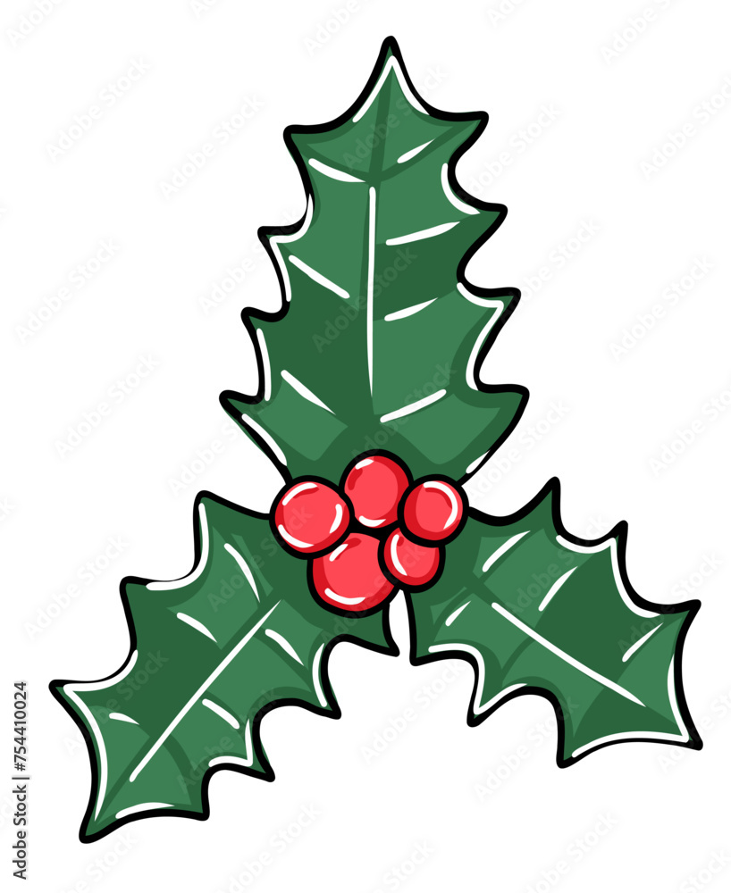 Christmas holly berry in hand drawn style Christmas holly berry in hand drawn style