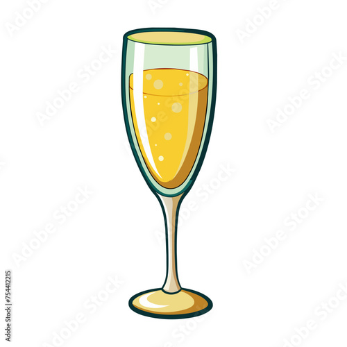 Glass of champagne isolated on white background