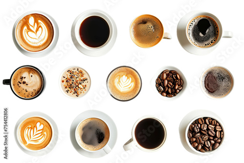 various coffees isolated 