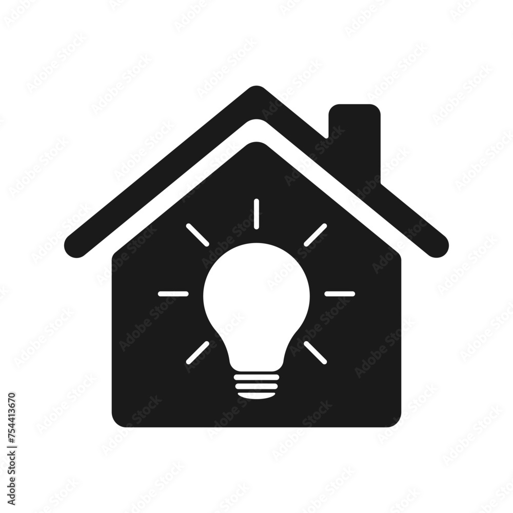 Light bulb icon with house. Smart home logo. Illustration Light bulb icon with house. Smart home logo. Illustration