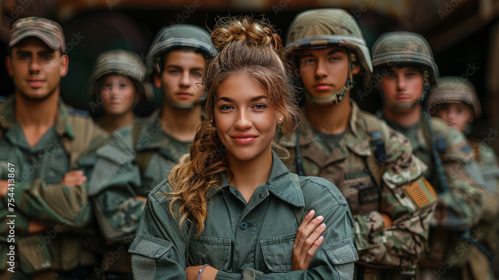 Strong people confident team soldiers working together,generative ai Strong people confident team soldiers working together,generative ai