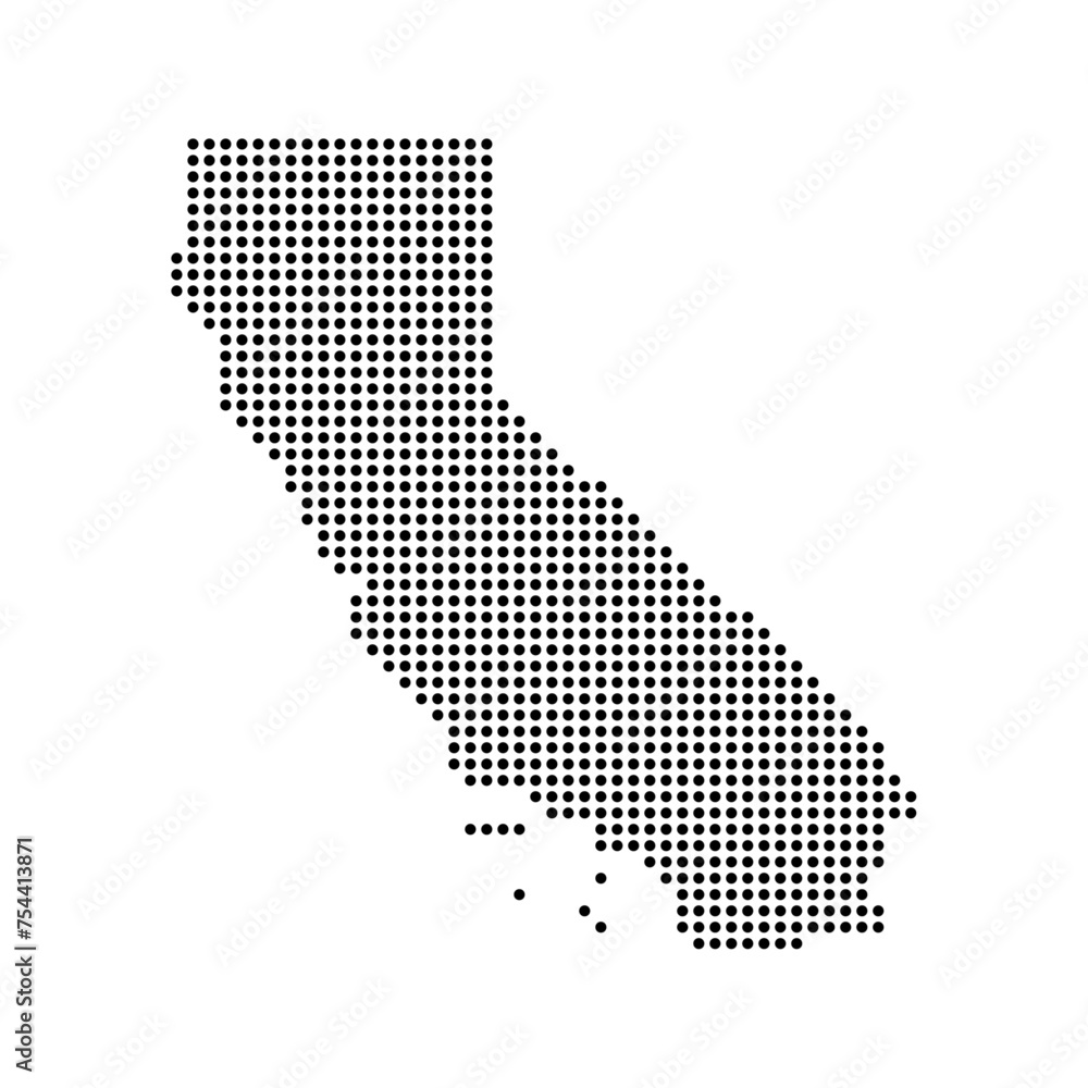California state map in dots - obrazy, fototapety, plakaty 