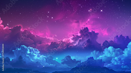 Sky background with neon light