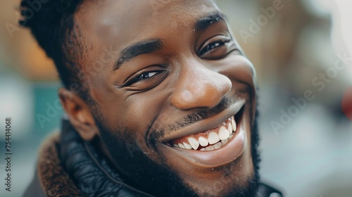 Close up portrait of a happy black man in his 20s