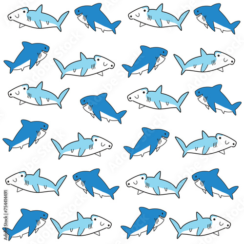 Vector illustration of a shark for design element and white background