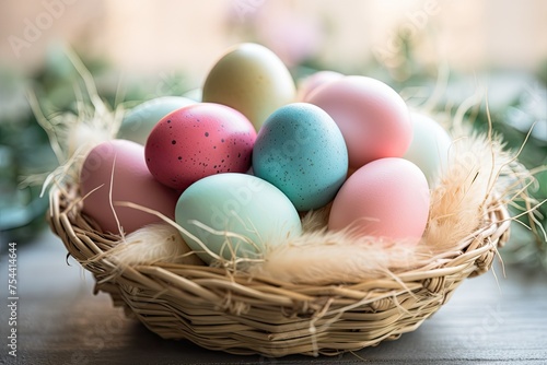 Basket of Pastel Easter Egg...