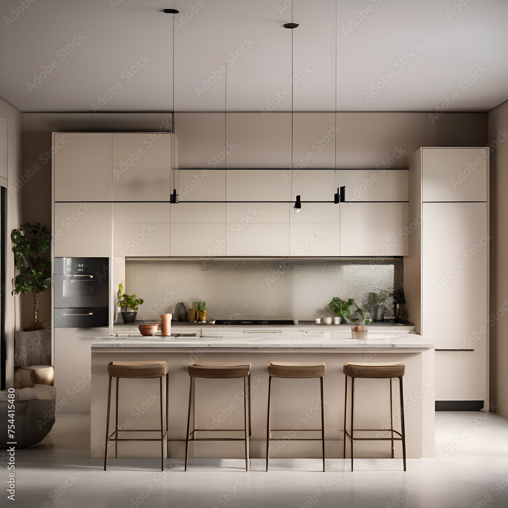 Fototapeta premium A modern and minimalist kitchen