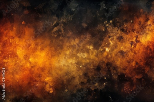 Black brown orange yellow abstract gradient background. Spots. Fire  burn  burnt effect. Dirty  rough  dust  grainy  grungy texture