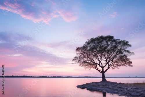 The pastel-infused twilight sky, where subtle shades of lilac, peach, and pale yellow gracefully blend. © DK_2020