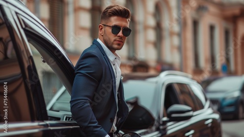 Handsome man near the car. Luxury life. © Sasint