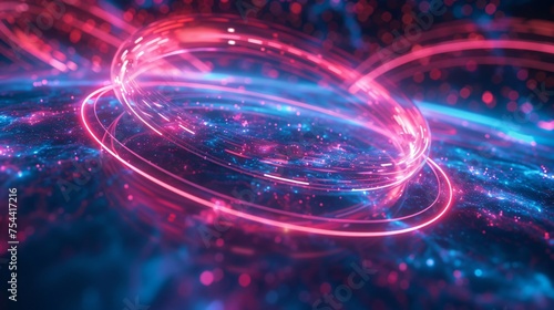 A picture of a warp drive bubble with neon outlines.