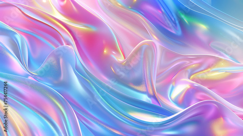 abstract background with smooth lines in iridescent blue and purple colors,Vibrant holographic fluid textures with a glossy, iridescent finish