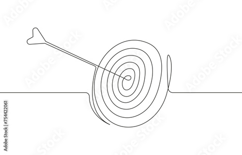 Target with arrow continuous line style. Concept of marketing, media. Targeting online, smm illustration.