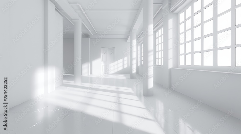 White clean empty architecture interior space room studio background wall display products minimalistic. 3d rendering. White clean empty architecture interior space room studio background wall display products minimalistic. 3d rendering.