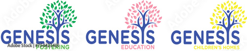 Genesis Fostering Logo, Leaf logo minimalist gradient style design