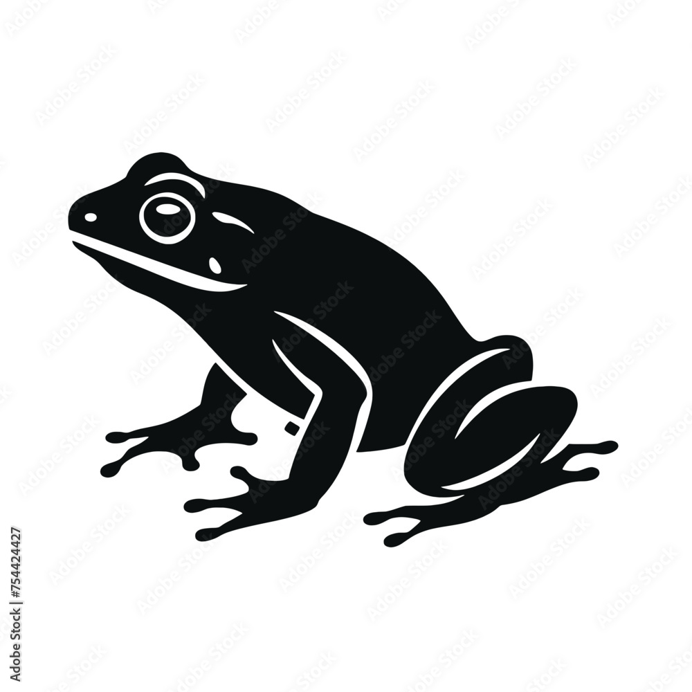 Vector Silhouette of Frog, Cute Frog Graphic for Amphibian and Nature Themes Vector Silhouette of Frog, Cute Frog Graphic for Amphibian and Nature Themes