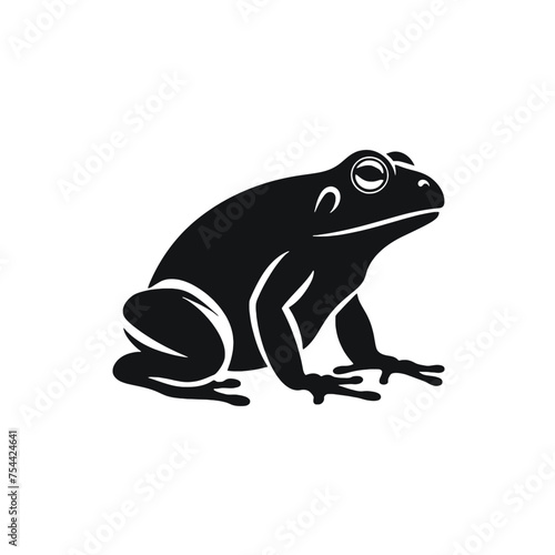 Vector Silhouette of Frog, Cute Frog Graphic for Amphibian and Nature Themes © vectorcyan