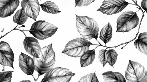 Leaves Hand Drawn White Background