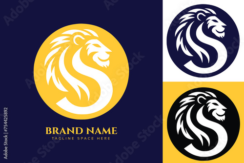 lion logo icon starting with letter S logo  Letter S logo icon design template elements. vector illustration