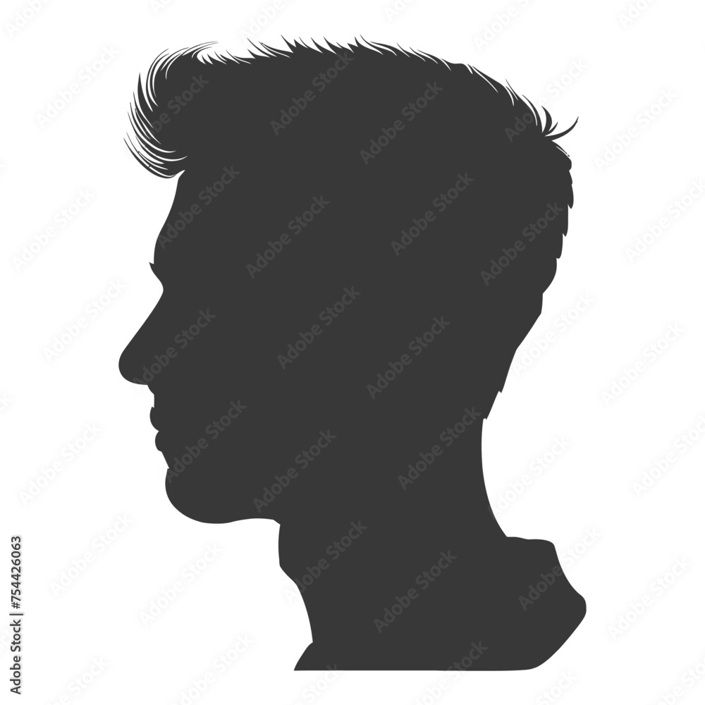 Silhouette men head thick black color only Silhouette men head thick black color only