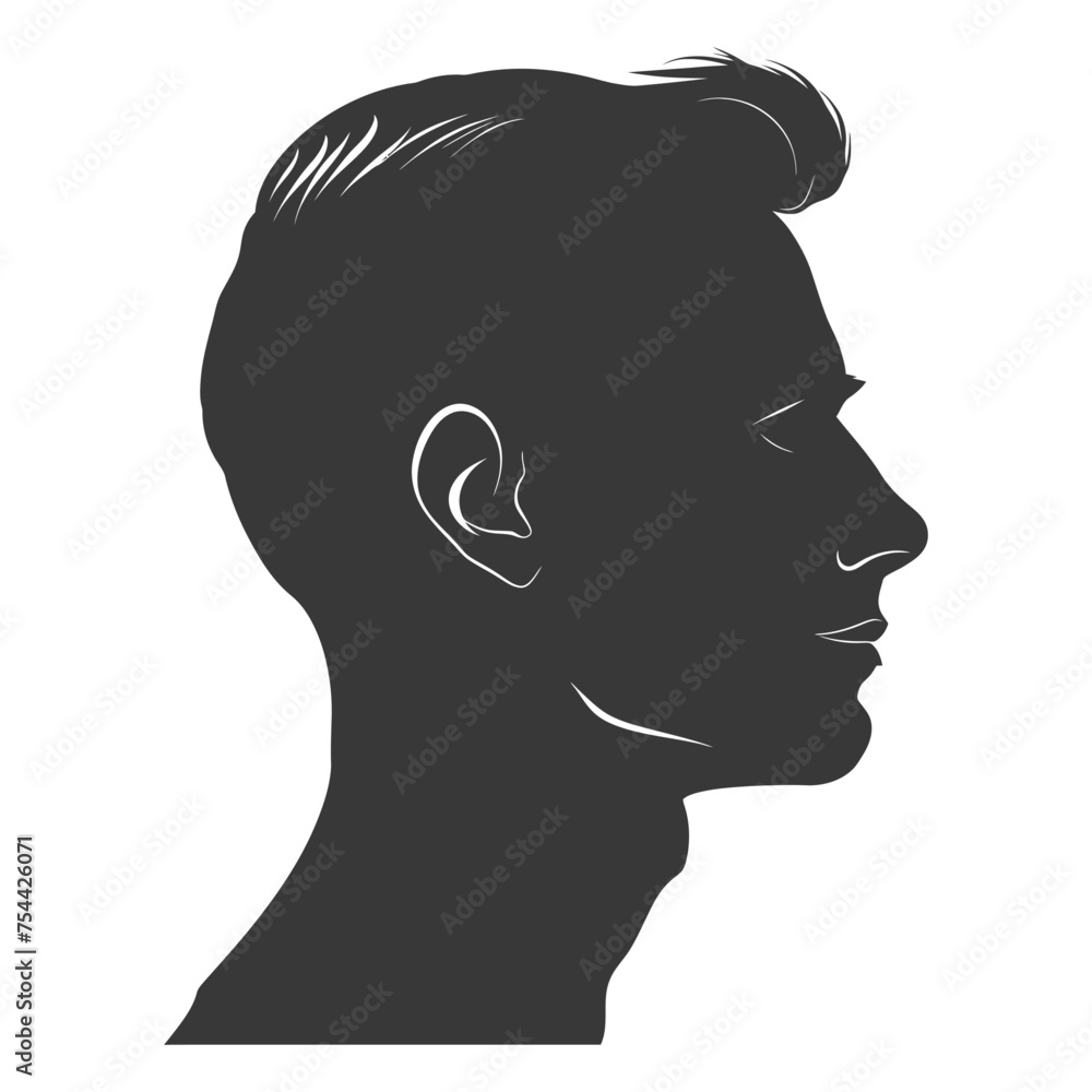 Silhouette men head thick black color only Silhouette men head thick black color only