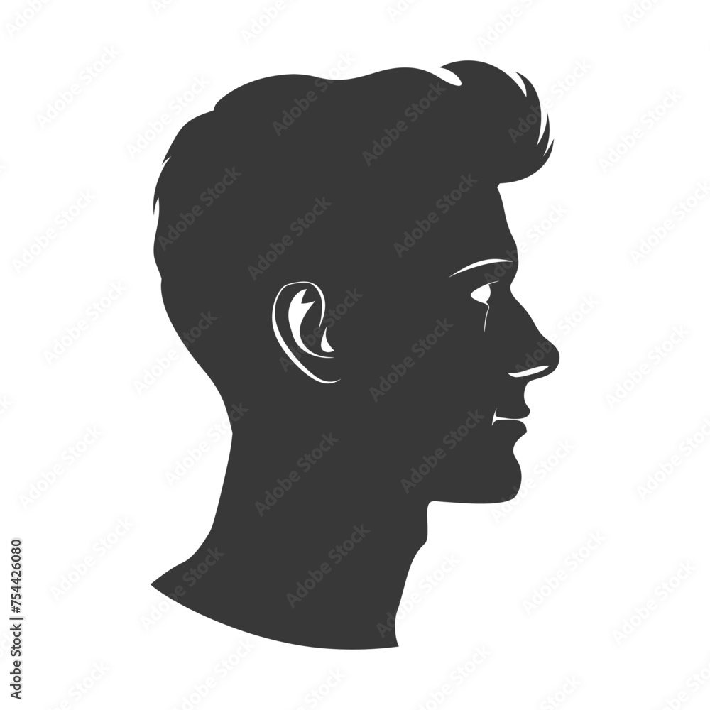 Silhouette men head thick black color only Silhouette men head thick black color only