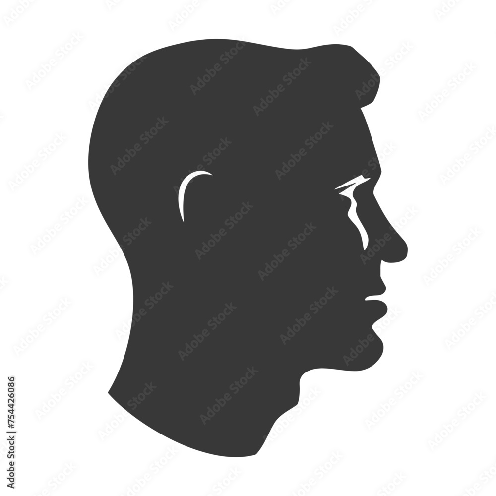 Silhouette men head thick black color only Silhouette men head thick black color only
