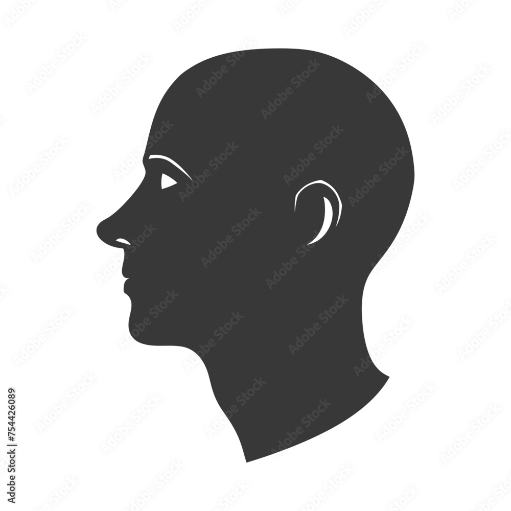 Silhouette men head thick black color only Silhouette men head thick black color only