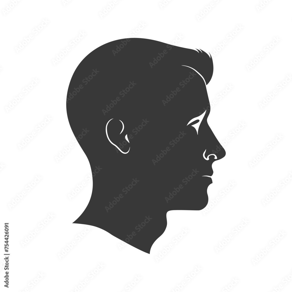Silhouette men head thick black color only Silhouette men head thick black color only
