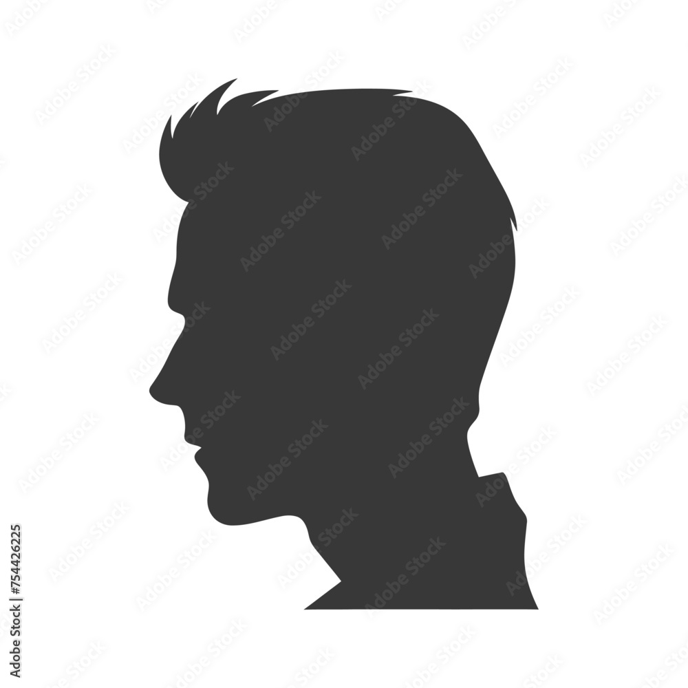 Silhouette men head thick black color only 