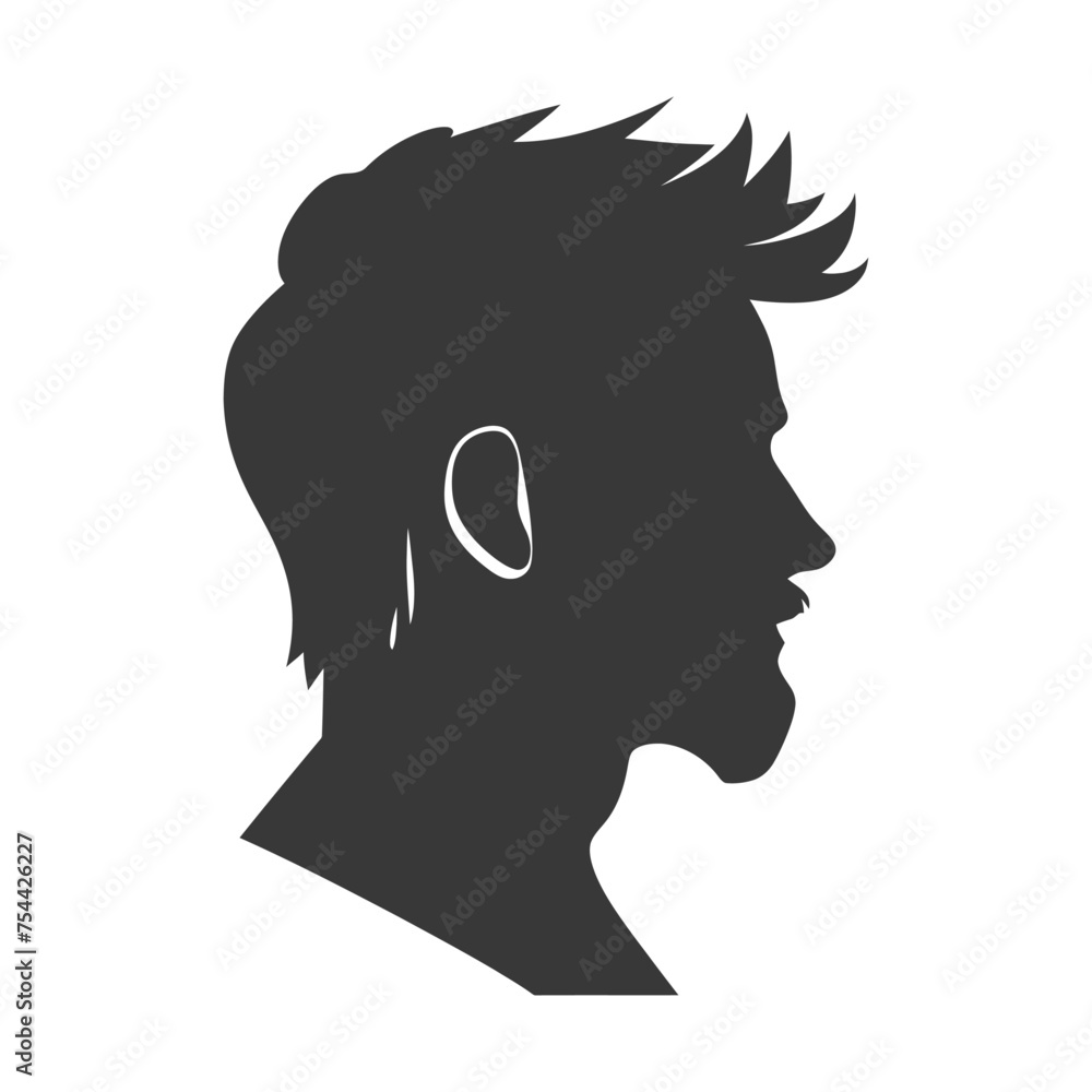 Silhouette men head thick black color only 