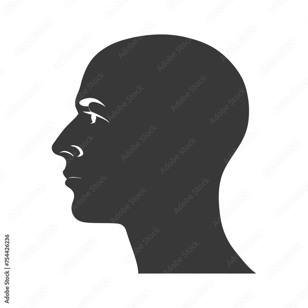 Silhouette men head thick black color only Silhouette men head thick black color only