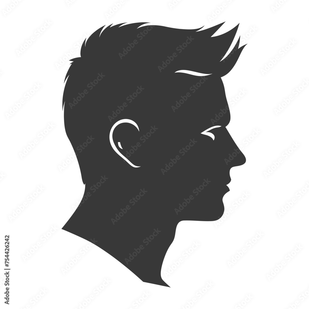 Silhouette men head thick black color only Silhouette men head thick black color only
