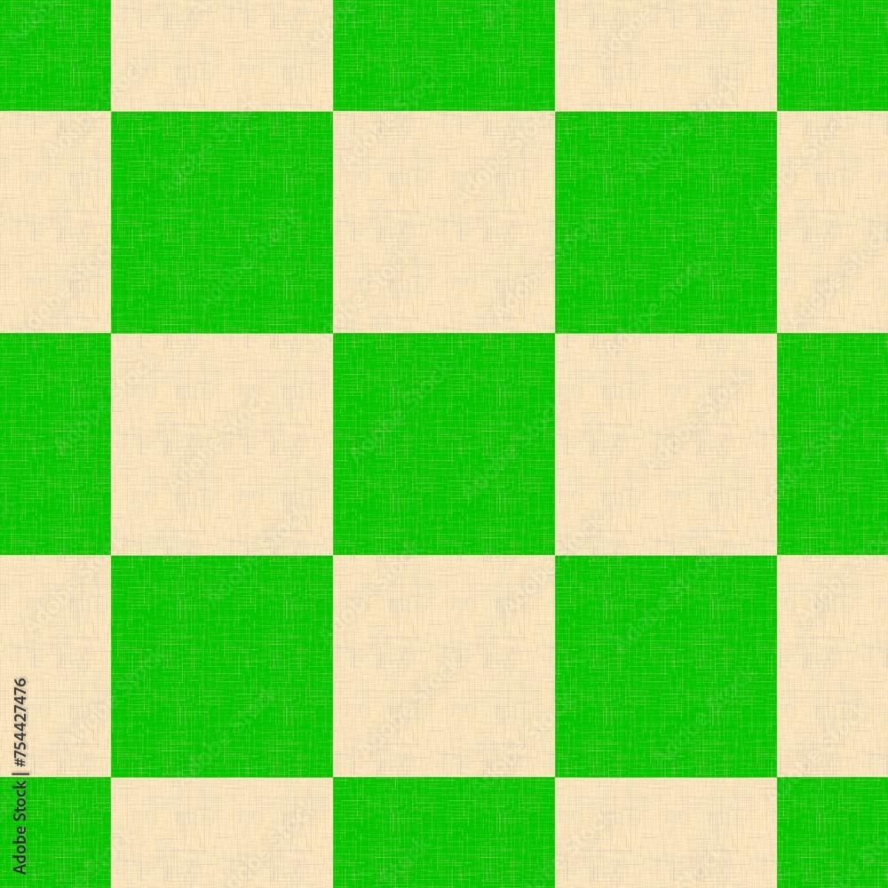 Seamless pattern with a chess cage in green shades. Suitable for interior, wallpaper, fabrics, clothing, stationery. Seamless pattern with a chess cage in green shades. Suitable for interior, wallpaper, fabrics, clothing, stationery.