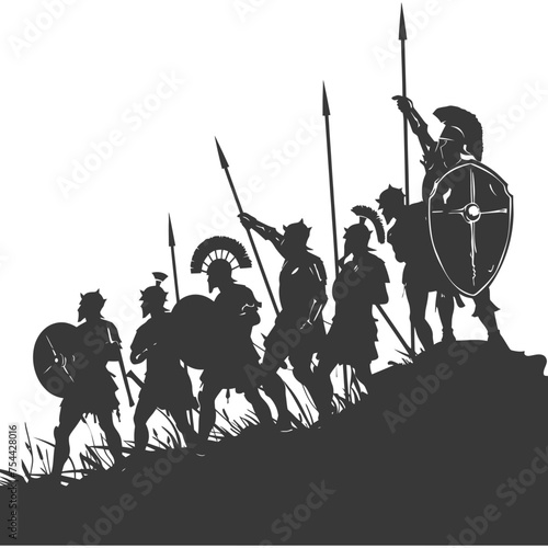 silhouette of a ancient war situation black color only © NikahGeh