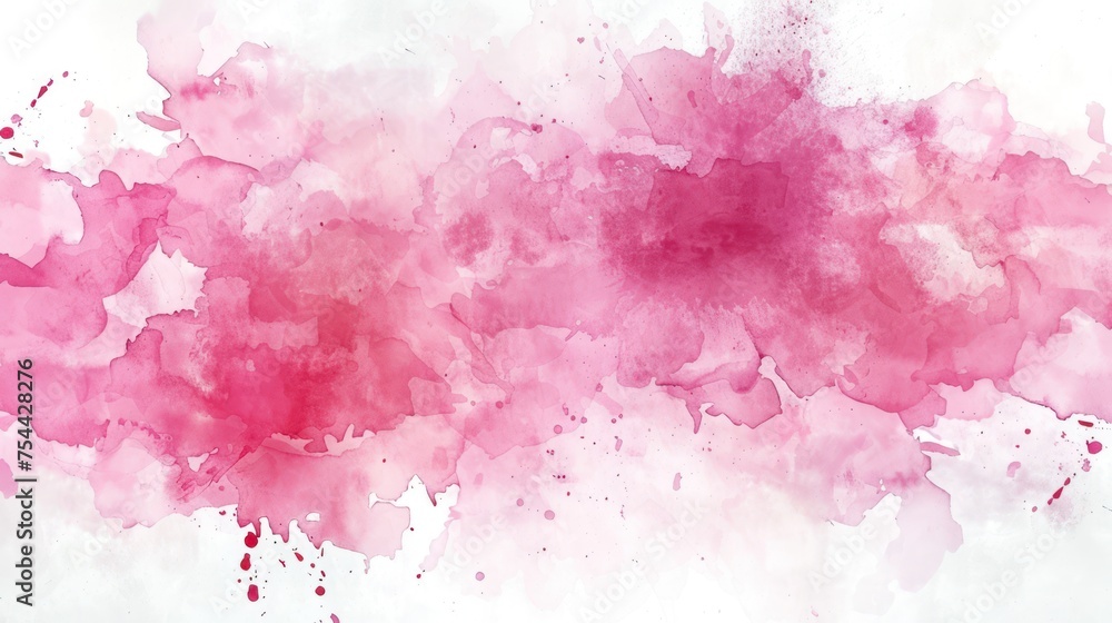 Abstract pink watercolor splashing texture isolated on white background. AI generated image