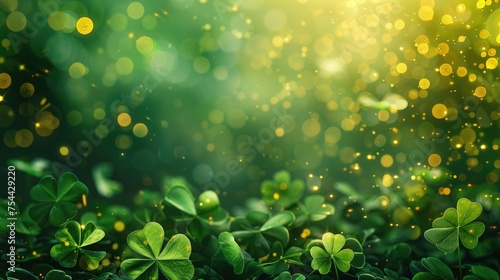 Vibrant green gradient background with subtle clover and gold coin patterns, suited for St. Patrick's Day designs