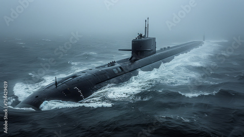 Nuclear submarine surfacing, strategic deterrence patrol,generative ai