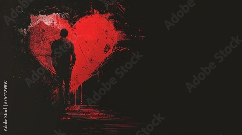 A bold graphic of a red heart silhouette against a black backdrop, designed to evoke a deep understanding of heart health and the ongoing battle against cardiovascular conditions